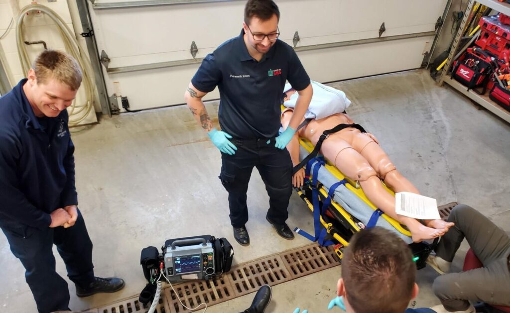 Aberdeen Fire & Rescue paramedic interns are trained on LIFEPAK monitor defibrillator equipment. Photo courtesy of Aberdeen Fire & Rescue