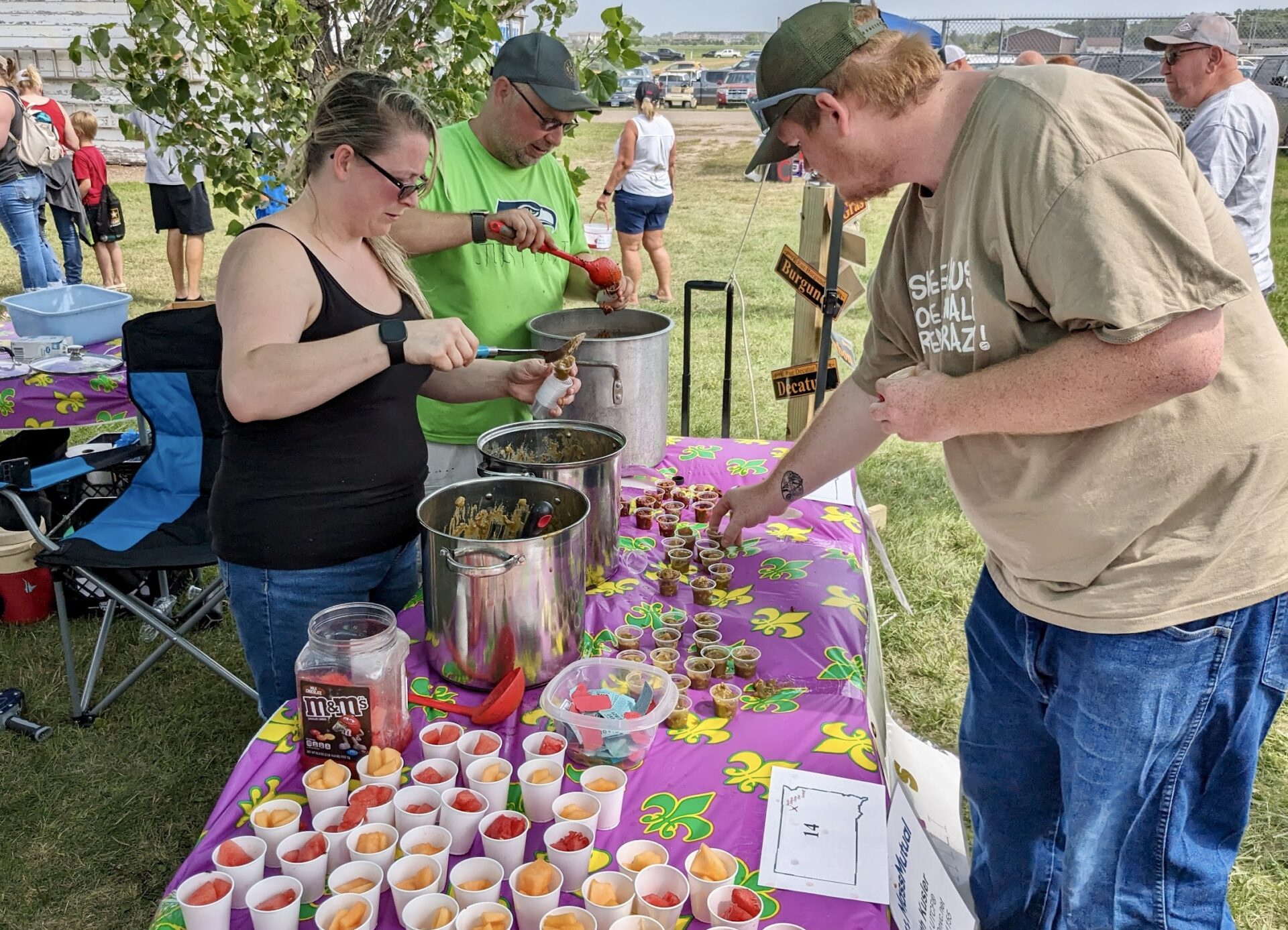 Folks lined up to taste samples during the 2023 South Dakota State Chili Cook-off Saturday at the Brown County Fair. Aberdeen Insider photo by Scott Waltman