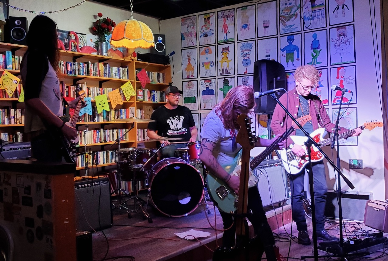 The House of Tomorrow was one of several musical groups that performed at the Red Rooster Saturday, Sept. 9. Fallout Creative events, slated for Central Park, were moved indoors. Aberdeen Magazine photo by Annie Scott