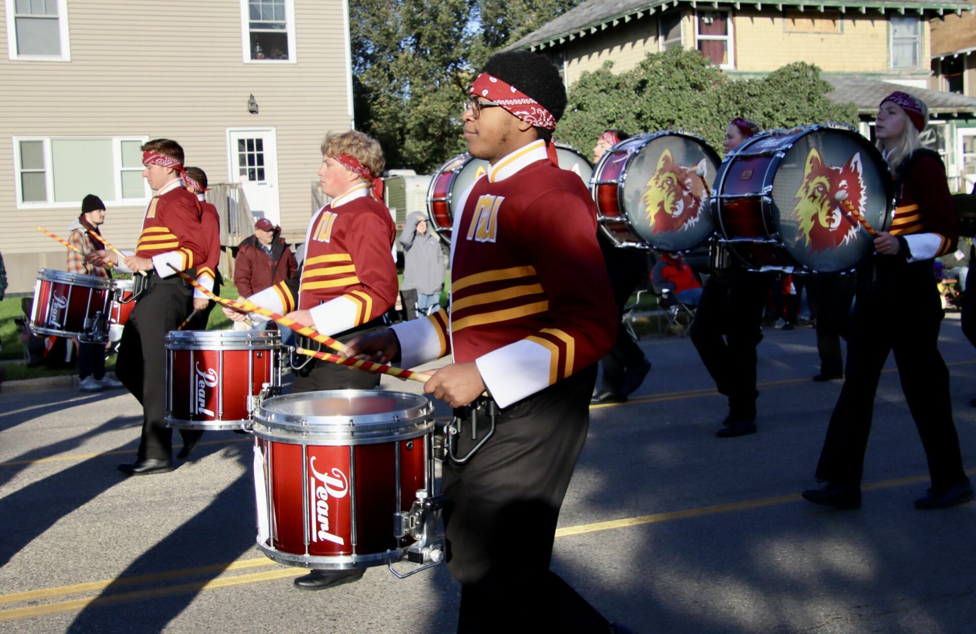 The Northern State Marching Wolves led the homecoming parade down Main Street on Saturday, Oct. 7. Aberdeen Insider photo by Scott Waltman