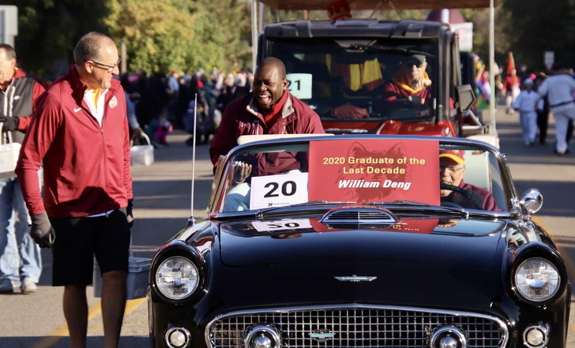 William Deng was named Northern State University graduate of the decade. He was in the homecoming parade on Saturday, Oct. 7. Aberdeen Insider photo by Scott Waltman
