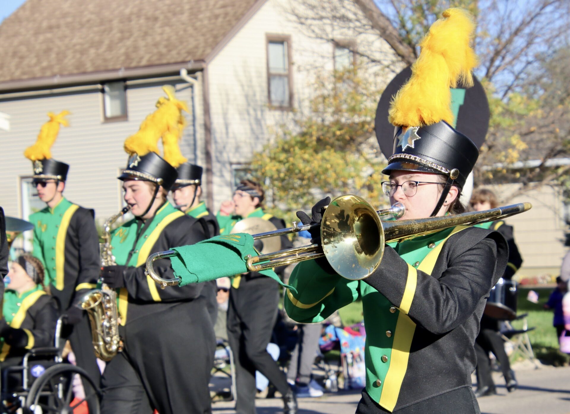 The Northwestern band was one of 18 marching bands in the Northern State homecoming parade on Saturday, Oct. 7. Aberdeen Insider photo by Scott Waltman