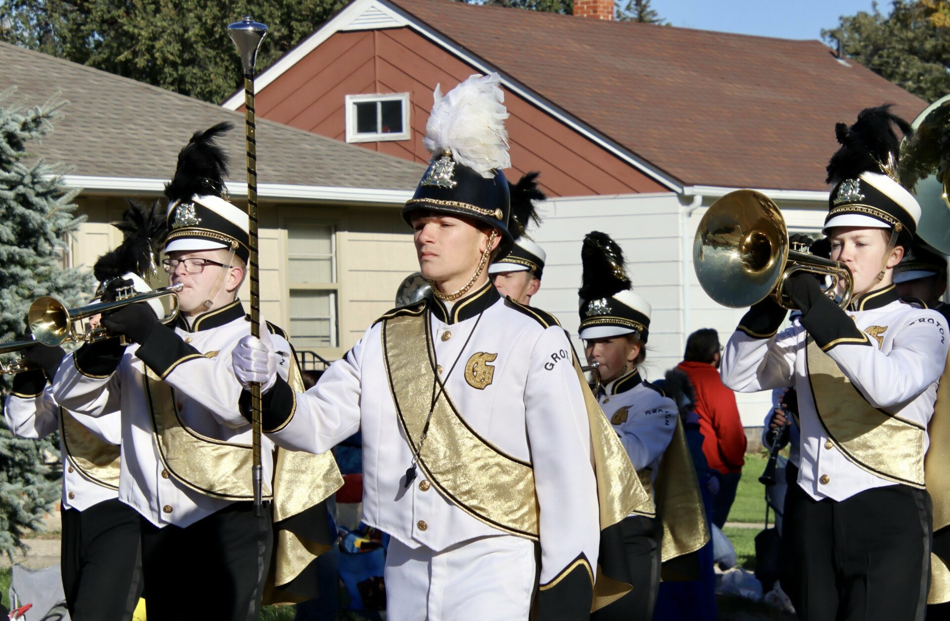 The Groton High School Marching Band was one of 129 entrants in the 2023 Northern State homecoming parade on Saturday, Oct 7. Aberdeen Insider photo by Scott Waltman