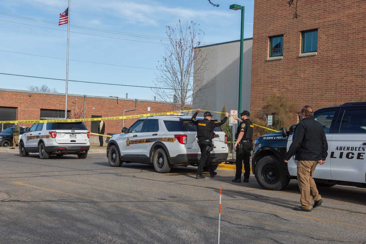 Several law enforcement agencies were outside the Aberdeen Family YMCA responding to a shooting in the parking lot Wednesday, Nov. 15. Aberdeen Insider photo by Troy McQuillen